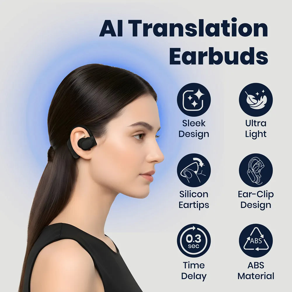 AI Translation Earbuds (Black)